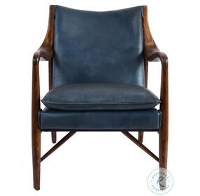 Kiannah Blue Leather Club Chair