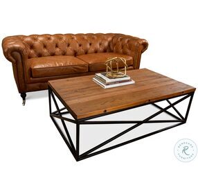 English Vienna Brown Tufted Club Leather Sofa