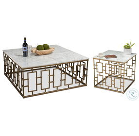 Brass Gate White Marble Cocktail Table