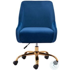 Madelaine Navy And Gold Swivel Office Chair
