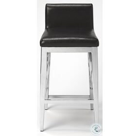 Kelsey Black Stainless Steel Faux Leather Counter Stool