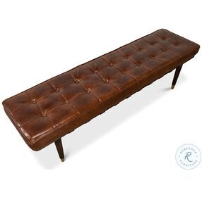 Prince Albert Brown Leather Bench