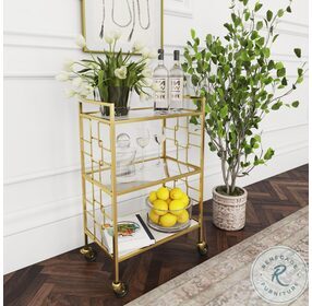 Arcadia Polished Gold Bar Cart