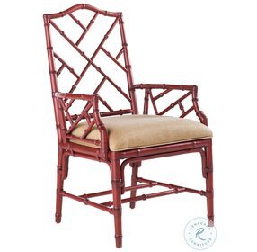 Island Estate Golden Sand And Sangria Red Ceylon Arm Chair