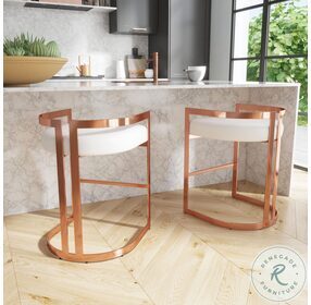Clarence Rose Gold Faux Leather Counter Height Stool