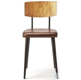 Clark Metal And Brown Leather Side Chair