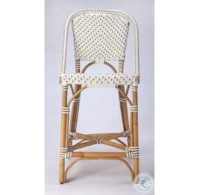 Solstice White And Tan Rattan Counter Height Stool
