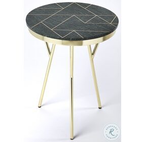 Haven Green Marble And Brass Accent Table