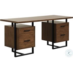 Sedley Walnut And Rustic Black Home Office Set