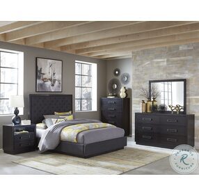 Larchmont Charcoal King Upholstered Panel Bed