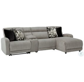 Colleyville Stone 4 Piece Power Reclining Sectional with RAF Chaise And Console