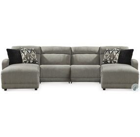 Colleyville Stone 4-Piece Power Reclining Chaise Sectional with 4 Reclining Seats