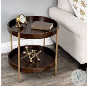 Damirra Natural Wood And Metal Accent Table