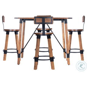 Masterson Natural Wood And Metal Counter Height Stool
