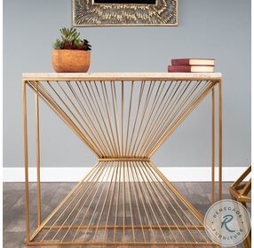 Cosmo Fossil Stone And Metal Console Table