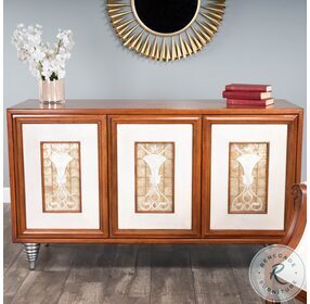 Shelly Leather Capiz Shell Inlay And Wood Sideboard