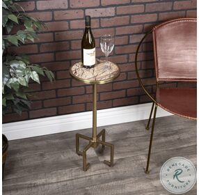 Mash Antique Gold Metal And Marble End Table