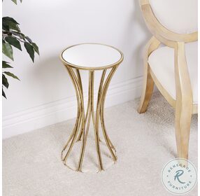 Faruh Antique Gold Leaf Metal And Mirror End Table