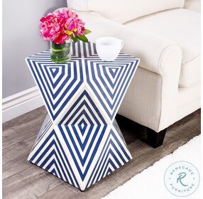 Anais Blue And White Bone Inlay End Table
