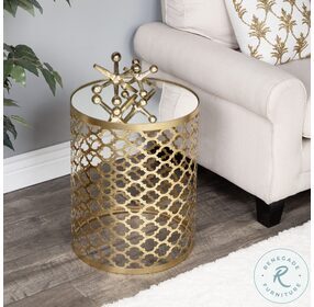 Corselo Mirror And Gold Metal Accent Table