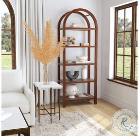 Hanover Walnut Brown Etagere Bookcase