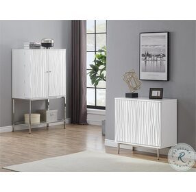 Waves Glossy White Two Door Wine Cabinet