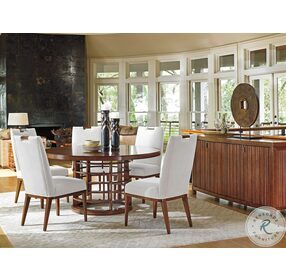 Island Fusion Medium Coconut Shell Brown Meridien Wooden Top 60" Round Dining Table