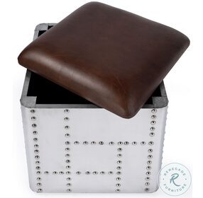 Midway Brown Industrial Chic Leather Stool