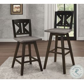 Amsonia Distressed Gray And Black X Back Swivel Pub Height Chair Set of 2