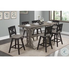 Amsonia Distressed Gray And Black X Back Swivel Counter Height Chair Set of 2