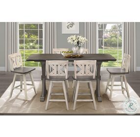 Amsonia Distressed Gray And White X Back Swivel Counter Height Chair Set of 2