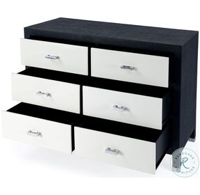 Keros Navy Raffia 6 Drawer Double Dresser