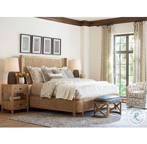 Los Altos Natural Oak Stain Ivory Coast Woven Queen Panel Bed