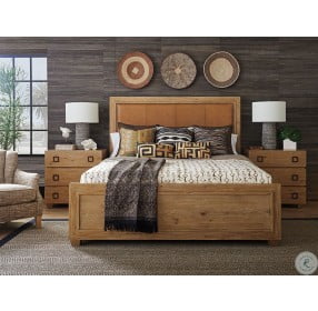 Los Altos Natural Oak Stain Antilles King Upholstered Panel Bed