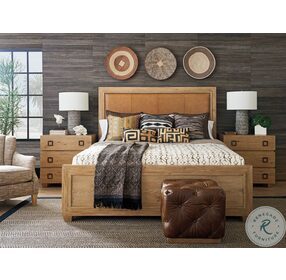 Los Altos Natural Oak Stain Antilles King Upholstered Panel Bed