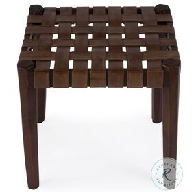 Kerry Brown Leather Woven Stool