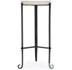 Mabel White Marble And Black Metal Round Accent Table
