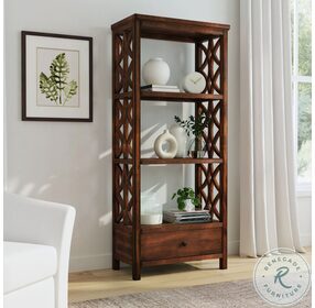 Lorena Antique Cherry 3 Tier Etagere with Drawer
