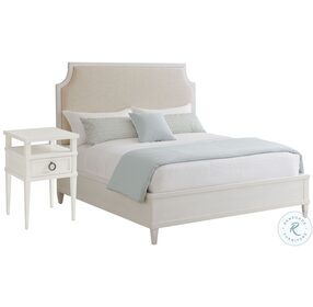 Ocean Breeze Shell White Belle Isle Queen Upholstered Panel Bed