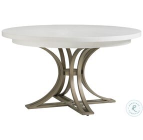 Ocean Breeze White And Gray Savannah Round Extendable Dining Room Set