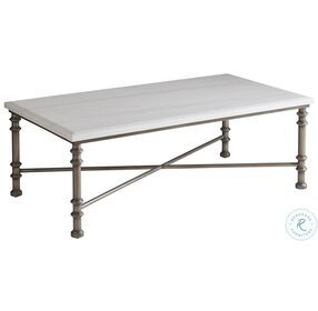 Ocean Breeze White And Gray Flagler Rectangular Marble Top Occasional Table Set