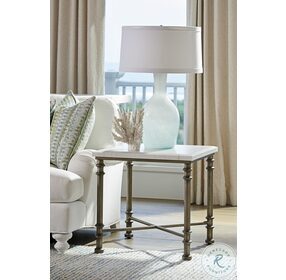 Ocean Breeze White And Gray Flagler Square Marble Top End Table