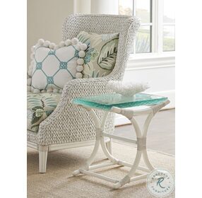 Ocean Breeze Green And White Dania Sea Glass End Table