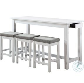 Connected White 4 Piece Pack Counter Height Set