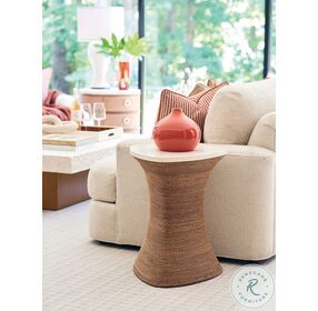 Palm Desert Anticato Marble And Sundrenched Sierra Haley Woven Accent Table