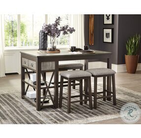 Elias Gray And Gunmetal Counter Height Dining Table
