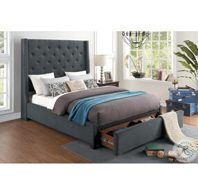 Fairborn Dark Gray Full Upholstered Platform Storage Bed