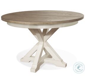 Myra Natural and Paperwhite Round Extendable Dining Room Set