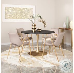Desi Beige and Gold Dining Chair Set of 2