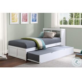 Galen White Twin Bookcase Bed With Twin Trundle